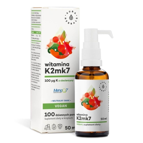 AURA HERBALS Witamina K2 100 mcg Vegan W Kroplach 50 ml